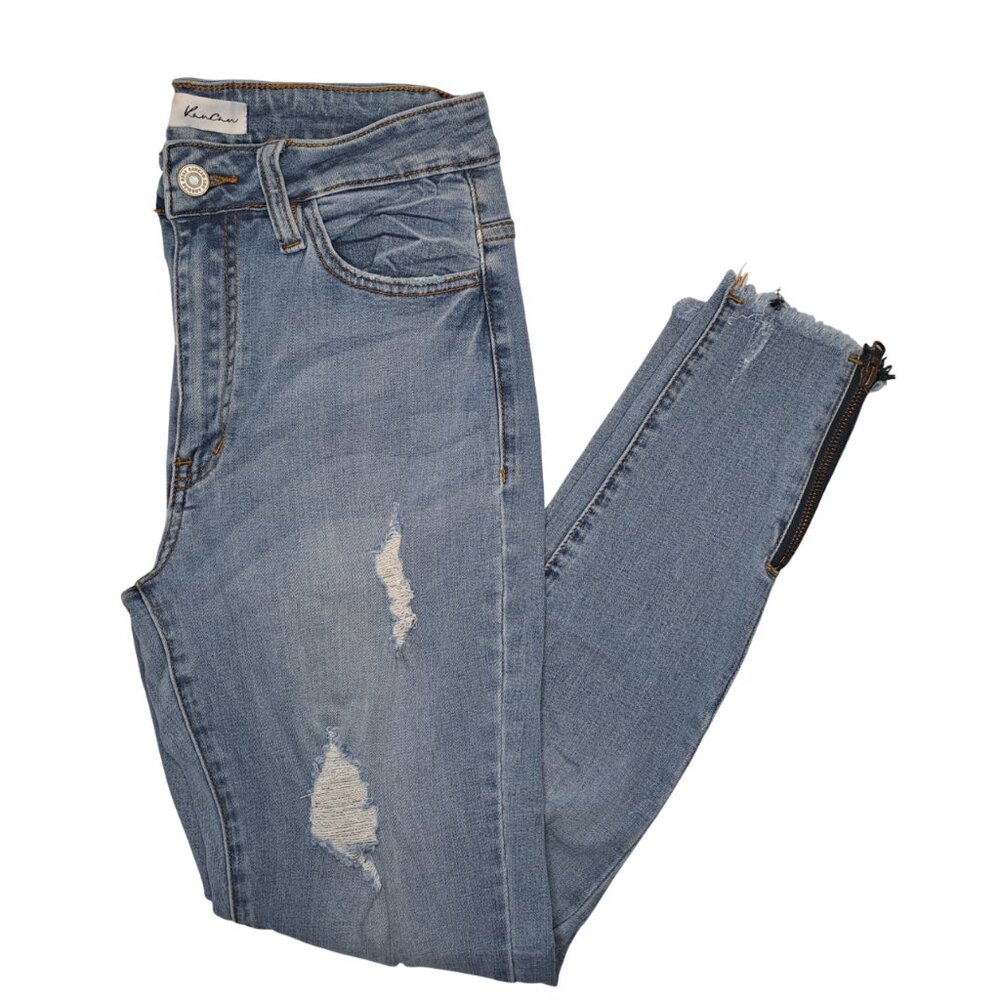 Kancan Distressed Zip Hem Skinny Jeans Size 7/27